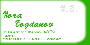 nora bogdanov business card
